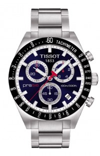 Tissot PRS 516 Men's Quartz Chronograph Blue Dial Watch with Stainless Steel Bracelet T0444172104100