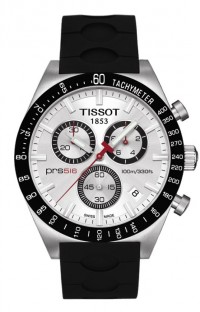 Tissot PRS 516 Men's Quartz Chronograph Silver Dial Watch with Black Rubber Strap T0444172703100