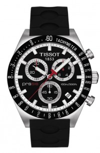 Tissot PRS 516 Men's Quartz Chronograph Black Dial Watch with Black Rubber Strap T0444172705100