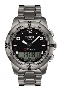 Tissot T-Touch II Men's Quartz Chronograph Black Dial Watch with Titanium Bracelet T0474204405700