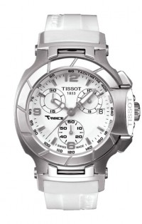 Tissot T-Race Women's Quartz Chronograph White Dial Watch with White Rubber Strap T0482171701700