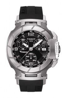 Tissot T-Race Women's Quartz Chronograph Black Dial Watch with Black Rubber Strap T0482171705700