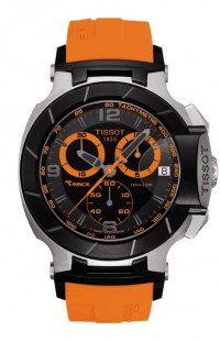 Tissot T-Race Men's Quartz Chronograph Black Dial Watch with Orange rubber Strap T0484172705704