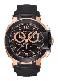 Tissot T-Race Men's Quartz Chronograph Rose Gold PVD and Black Case Watch with Black Rubber Strap T0484172705706