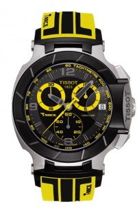 Tissot T-Race Men's Quartz Chronograph Black Dial Watch with Yellow and Black Rubber Strap T0484172705711