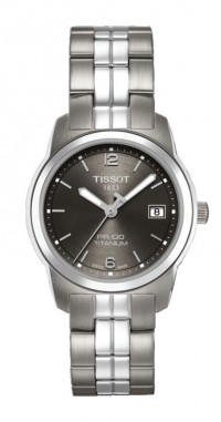 Tissot PR 100 Lady Quartz Anthracite Dial Watch with Titanium Bracelet T0493104406700