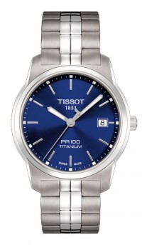 Tissot PR 100 Men's Quartz Blue Dial Watch with Titanium Bracelet T0494104404100