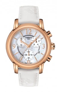 Tissot Dressport Women's Quartz Rose Gold Coated White MOP Dial with White Synthetic Strap T0502173711700