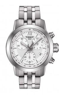 Tissot PRC 200 Fencing Lady Quartz Chronograph White Dial Watch with Stainless Steel Bracelet T0552171101800