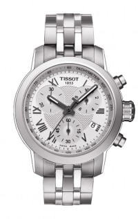 Tissot PRC 200 Women's Quartz Chronograph Roman Silver Dial Watch with Stainless Steel Bracelet T0552171103300