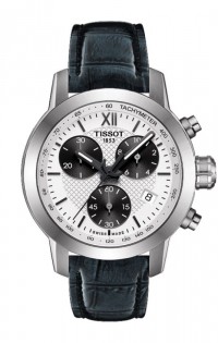 Tissot PRC 200 Lady Quartz Silver Dial Watch with Blue Leather Strap T0552171603800