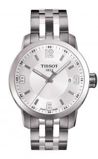Tissot PRC 200 Men's Quartz White Dial Watch with Stainless Steel Bracelet T0554101101700