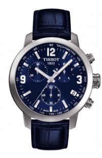 Tissot PRC 200 Men's Quartz Chrono Blue Dial Watch with Blue Leather Strap T0554171604700