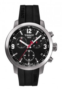 Tissot PRC 200 Men's Quartz Chrono Black Dial Watch with Black Rubber Strap T0554171705700