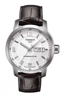 Tissot PRC 200 Automatic Men's White Dial Watch with Brown Leather Strap T0554301601700