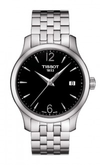 Tissot Tradition Women's Quartz Black Dial Watch with Stainless Steel Bracelet T0632101105700