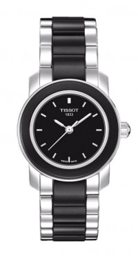 Tissot Cera Women's Quartz Black Dial Watch with Black and Grey Stainless Steel Bracelet T0642102205100