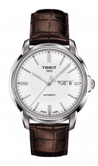 Tissot Automatics III Men's Silver Dial Watch with Brown Leather Strap T0654301603100