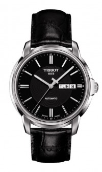 Tissot Automatics III Men's Black Dial Watch with Black Leather Strap T0654301605100