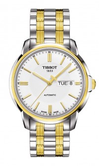 Tissot Automatics III Men's White Dial Watch with Two-tone Stainless Steel Bracelet T0654302203100