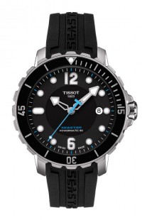 Tissot Seastar 1000 Men's Automatic 80 Black Dial Watch with Black Rubber Strap T0664071705702