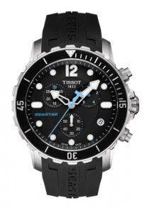 Tissot Seastar Men's Quartz Chronograph Black Dial Watch with Black Rubber Strap T0664171705700