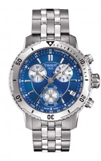 Tissot PRS 200 Men's Quartz Chronograph Blue Dial Watch with Stainless Steel Bracelet T0674171104100