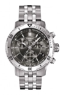 Tissot PRS 200 Men's Quartz Chrono Black Dial Watch with Stainless Steel Bracelet T0674171105100