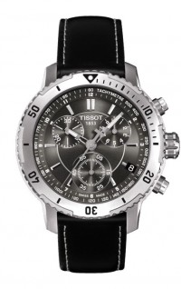 Tissot PRS 200 Men's Quartz Chronograph Black Dial Watch with Black Leather Strap T0674171605100