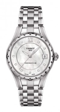 Tissot Lady Automatic Diamond White MOP Dial Watch with Stainless Steel Bracelet T0722071111600
