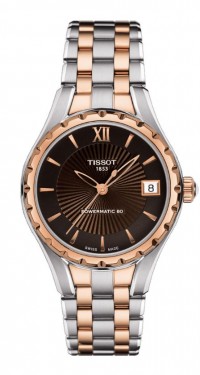Tissot Lady T072 Women's Automatic Brown Dial Watch with Two-Tone Stainless Steel Bracelet T0722072229800