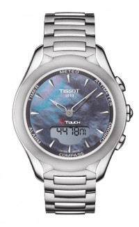 T-Touch Lady Solar Black MOP Dial Watch with Stainless Steel Bracelet T0752201110101