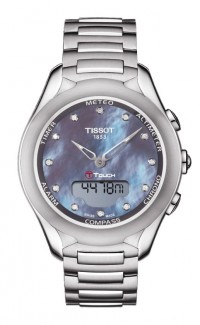 Tissot T-Touch Lady Solar Diamond MOP Dial Watch with Stainless Steel Bracelet T0752201110601