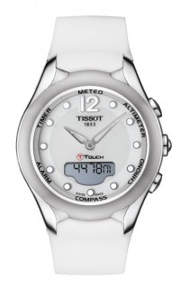 Tissot T-Touch Lady Solar Quartz White Dial Watch with White Rubber Strap T0752201701700