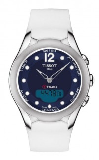 Tissot T-Touch Lady Solar Blue Dial Quartz Watch with White Rubber Strap T0752201704700