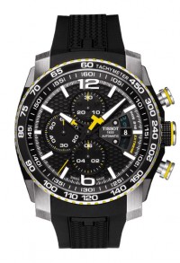 Tissot PRS 516 Extreme Automatic Chrono Men's Black Dial Watch with Black Rubber Strap and Yellow Accents T0794272705701