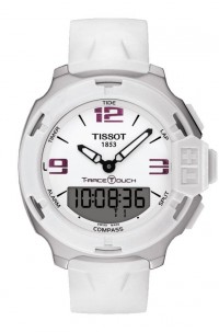 Tissot T-Race Touch Men's Quartz Chronograph White Dial Watch with White Rubber Strap T0814201701700