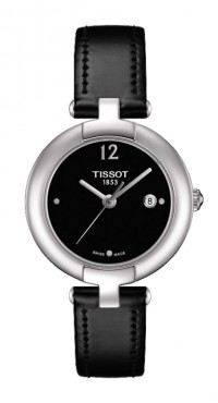 Pinky by Tissot Women's Quartz Black Dial Watch with Black Leather Strap T0842101605700