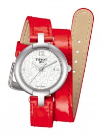 Pinky By Tissot Women's Quartz White MOP Dial With Red Leather Strap T0842101611700