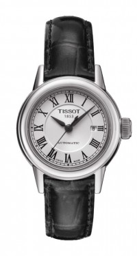 Tissot Carson Women's Automatic White Dial Watch with Black Leather Strap T0852071601300