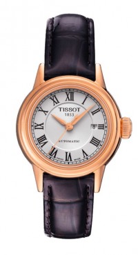 Tissot Carson Women's Automatic Roman Numeral White Dial Watch with Brown Leather Strap T0852073601300
