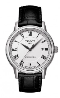 Tissot Carson Men's Automatic White Dial Watch with Black Leather Strap T0854071601300