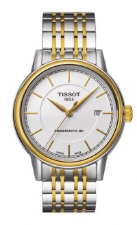 Tissot Carson Men's Automatic Gold PVD Classic Watch with White Dial and Two-Tone Bracelet T0854072201100