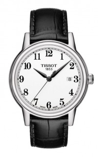 Tissot Carson Men's Quartz White Arabic Dial Watch with Black Leather Strap T0854101601200