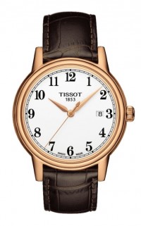 Tissot Carson Men's Quartz White Arabic Dial Watch with Brown Leather Strap T0854103601200