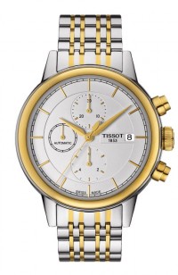 Tissot Carson Men's Automatic Chrono Gold PVD Case White Dial Watch with Two-tone Bracelet T0854272201100