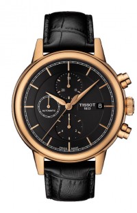 Tissot Carson Men's Automatic Chronograph Anthracite Dial Watch with Black Leather Strap T0854273606100