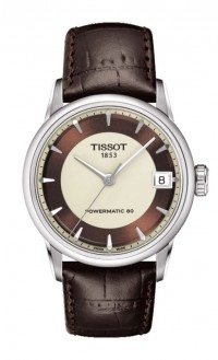 Tissot Luxury Automatic Lady Ivory Dial Watch with Brown Leather Strap T0862071626100