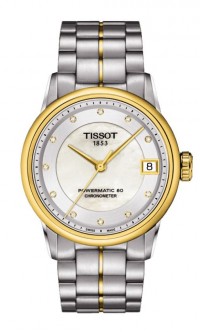 Tissot Luxury Automatic COSC Women's Diamond Gold PVD Case White MOP Dial Watch with Stainless Steel Bracelet T0862082211600