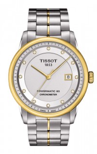 Tissot Luxury Automatic COSC Men's Diamond Two-Tone Case Silver Dial Watch with Stainless Steel Bracelet T0864082203600